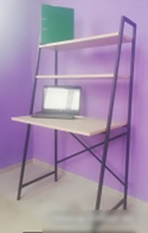 Стол Home Loft СТк 1 ЛДСП со стеллажом (ясень шимо светлый/черный металл)