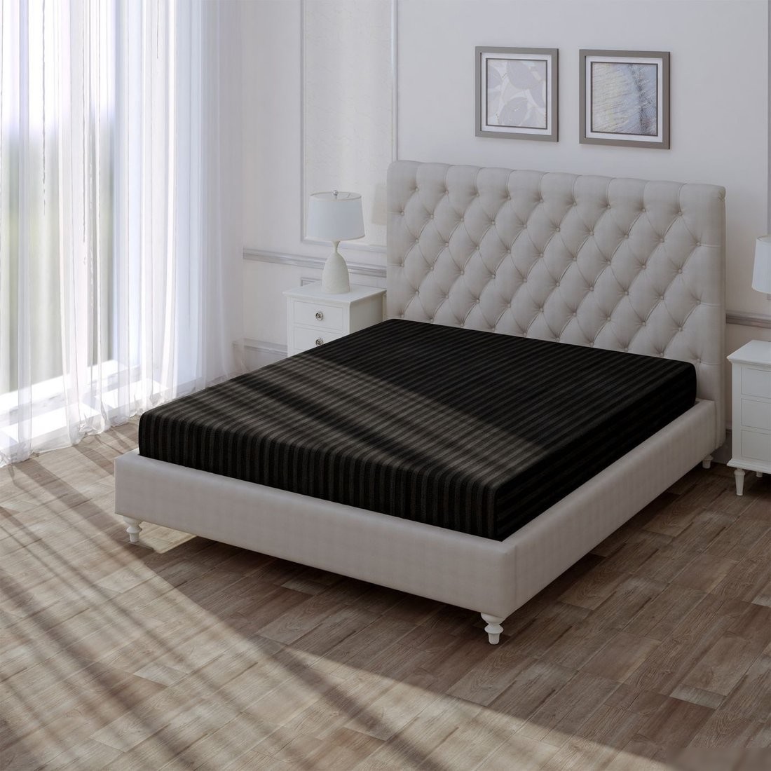 Постельное белье Verossa Stripe на резинке 180x200x30 784510 (Black)