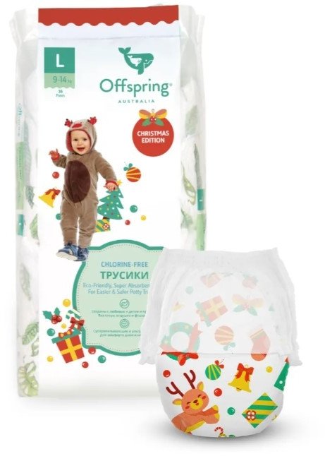 Трусики-подгузники Offspring L 9-14кг Новый год (36 шт)