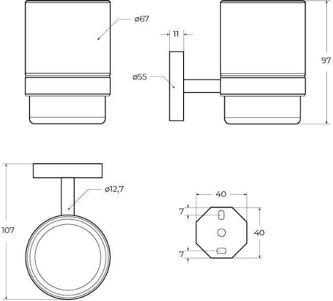Стакан для зубной щетки и пасты Cezares RELAX-TUMS-01 (хром)