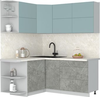 Кухонный модуль Интерлиния Мила Матте 1.5x1.8 А (океан/керамика/опал светлый)