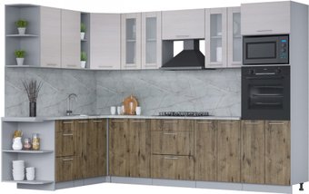 Готовая кухня Интерлиния Мила 1.88x3.0 левая (вудлайн кремовый/дуб веллингтон/серый каспий)