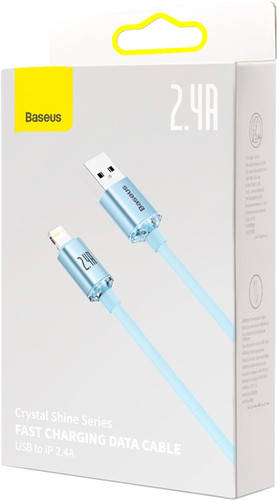 Кабель Baseus Crystal Shine USB Type-A - Lightning (1.2 м, голубой)