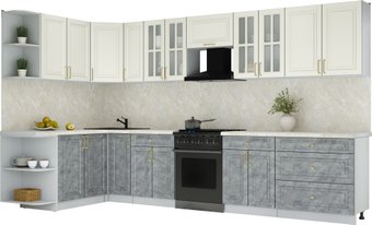 Готовая кухня Интерлиния Мила Шато 1.7x3.5 LV (белый/керамика/опал светлый)