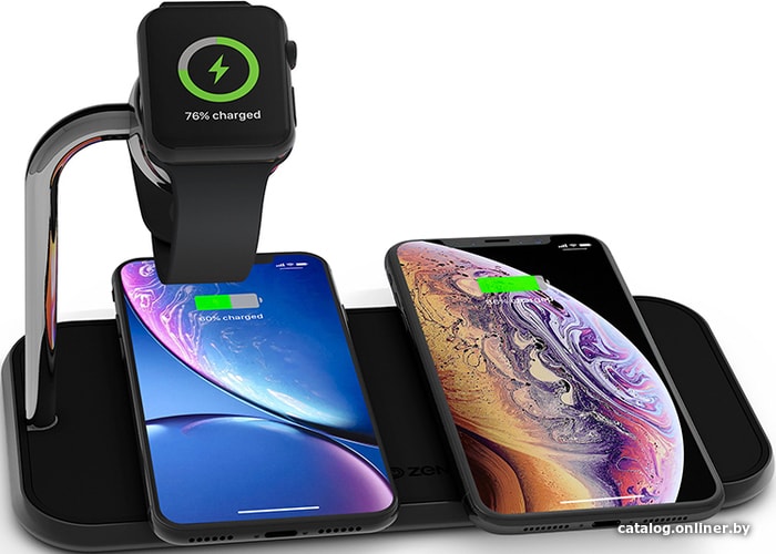 Беспроводное зарядное Zens Dual+Watch Aluminium Wireless Charger (черный)