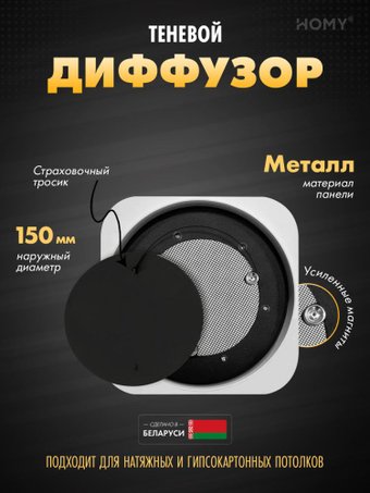 Вентиляционная решетка HOMY AIR Lite круглый AL100B d150 (черная)