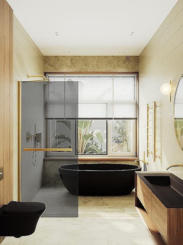 Душевая стенка MaybahGlass 99x195 MGD-1461-3ш (графитовое стекло/золото)
