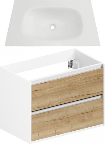 ЗОВ Тумба с умывальником Парма 70 P70LWP0MHMC1A + Oliveeka Flow F70WF (белый/галифакс)