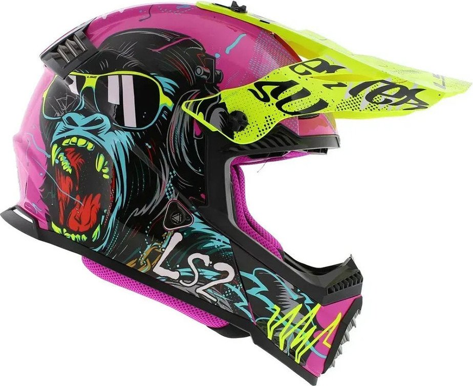 Мотошлем LS2 MX437 Fast II Mini Gorilla (L, фиолетовый)