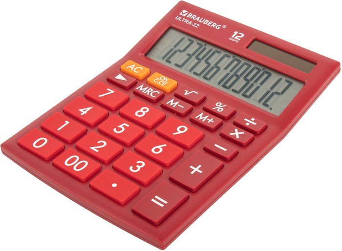 Бухгалтерский калькулятор BRAUBERG Ultra 12-WR 250494 (бордовый)