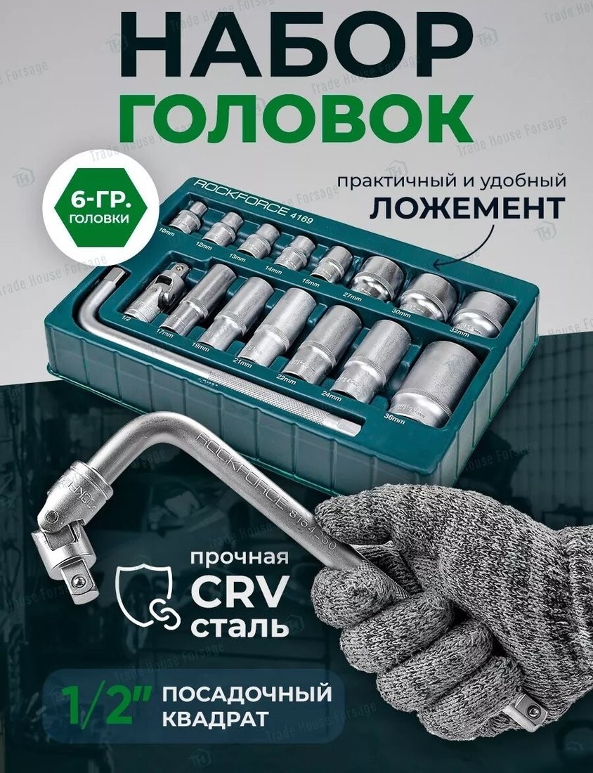 Набор головок слесарных RockForce RF-4169