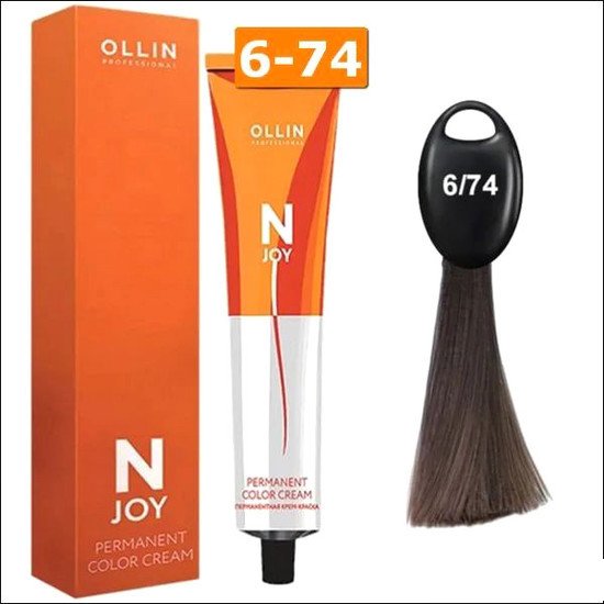 Крем-краска Ollin Professional N-Joy Color Cream 6/74 темно–русый коричнево-медный 100 мл