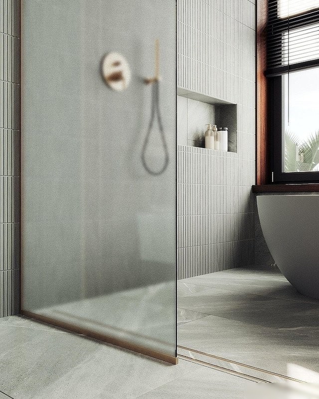 Душевая стенка MaybahGlass 99x195 MGD-1357-2у (сатин стекло/бронза)