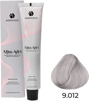 Крем-краска Adricoco Miss Adri 9.012 (100мл, очень светлый блонд прозрачный серебристый)