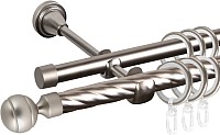 Карниз для штор АС ФОРОС Grace D16K/16Г + наконечники Шар рифленый (1.4м, сатин)