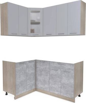 Готовая кухня Интерлиния Мила 12x16 без столешницы (серебристый/бетон)