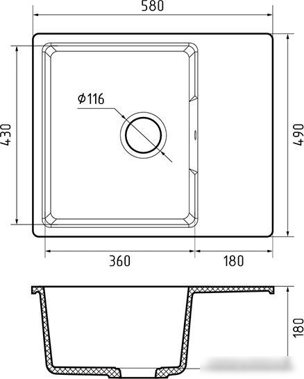 Кухонная мойка GranFest QUARZ GF-UR-658L (темно-серый)