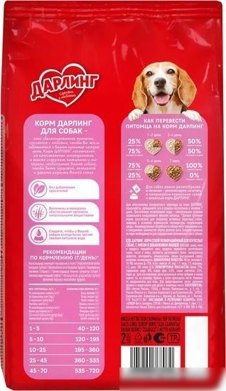 Сухой корм для собак Дарлинг с мясом и овощами 2 кг