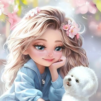 Алмазная мозаика Феникс+ Блондинка с собачкой 71356