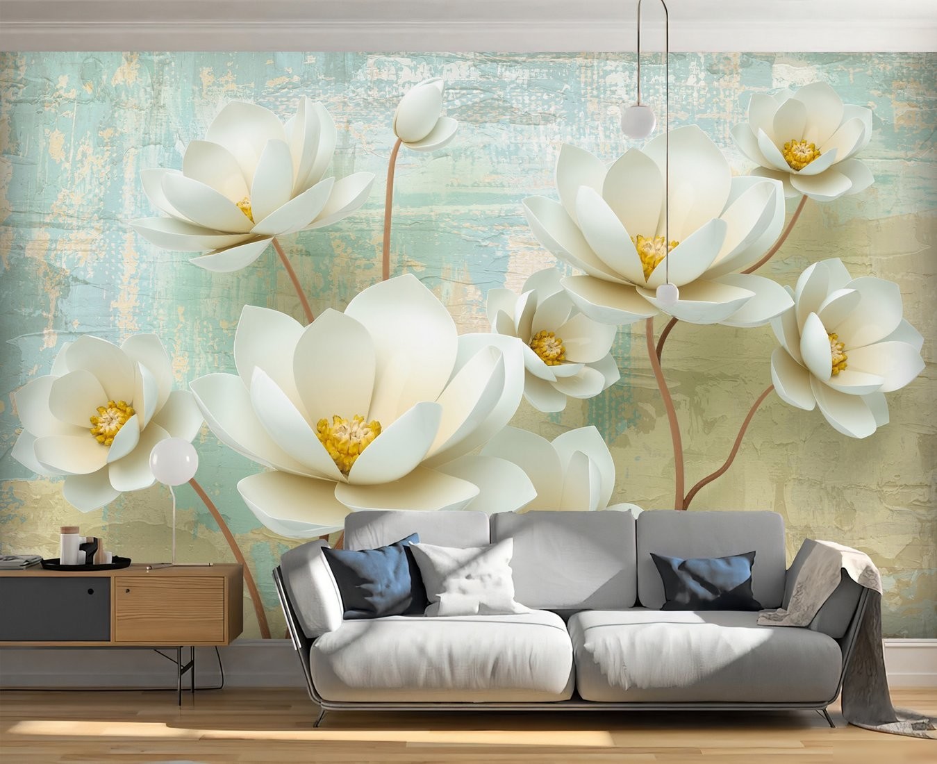 Фотообои Vimala 3D Цветы на штукатурку 270x400