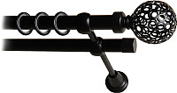 Карниз для штор Lm Decor Ажур 095 2р гладкий 25/19мм (черный матовый, 3.6м)