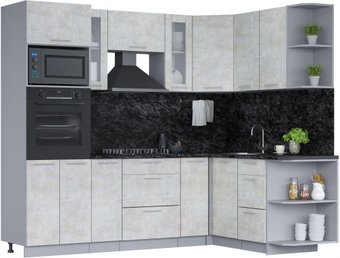 Готовая кухня Интерлиния Мила 1.68x2.4 правая (бетон лайт/бетон лайт/кастилло темный)