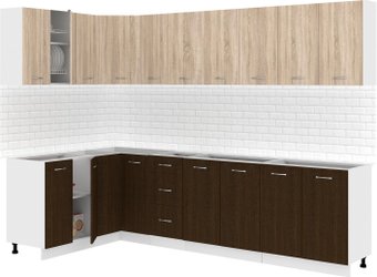 Готовая кухня Кортекс-мебель Корнелия Лира 1.5x2.9 без столешницы (дуб сонома/венге)