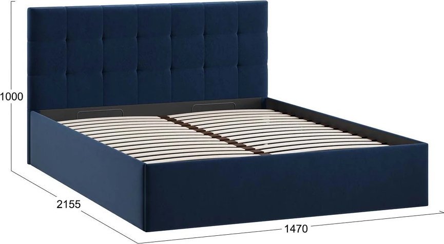 Кровать Трия Джоли Тип 1 универсальный 140x200 (микровелюр Wellmart Blue)