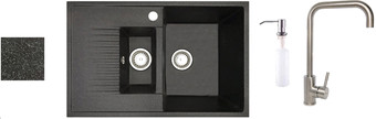 Кухонная мойка БелЭворс Forma R + смеситель W4998-4 + дозатор L405-1 (черный)