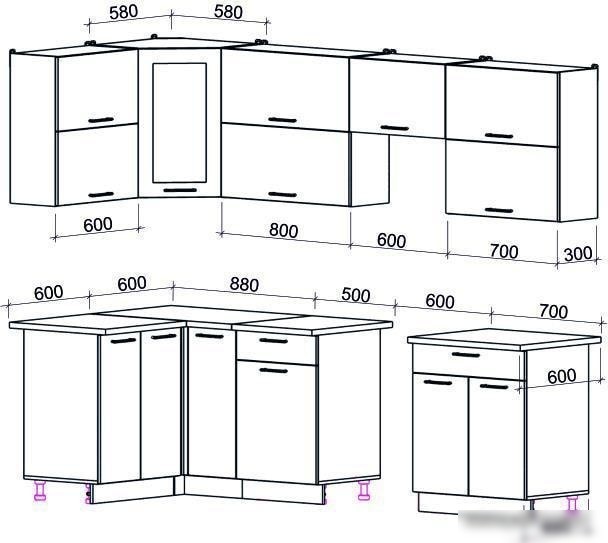 Угловая кухня Интерлиния Мила Gloss 60-12x27 (ваниль/шоколад глянец)