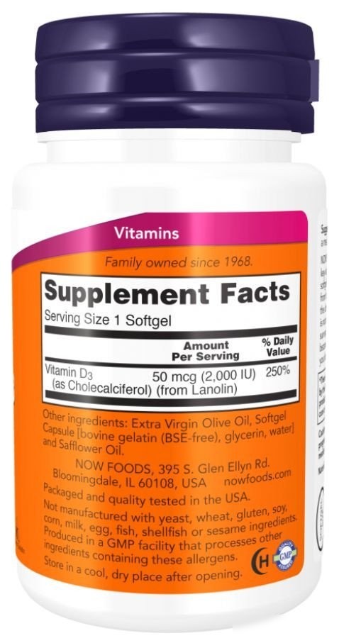 Витамин Now Foods Vitamin D-3 2000 IU (240 капсул)