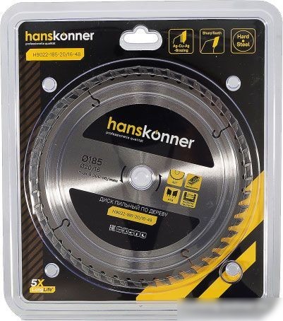 Пильный диск Hanskonner H9022-185-20/16-48