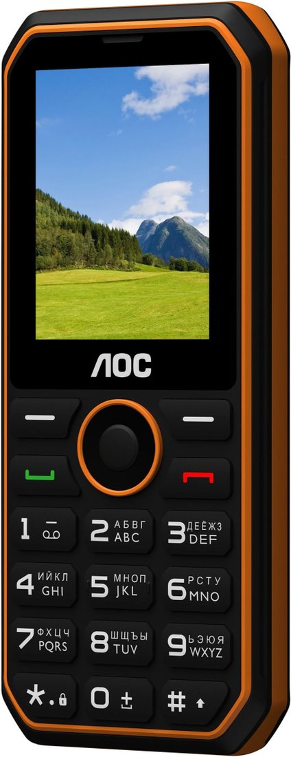 Кнопочный телефон AOC A248 (черный/оранжевый)