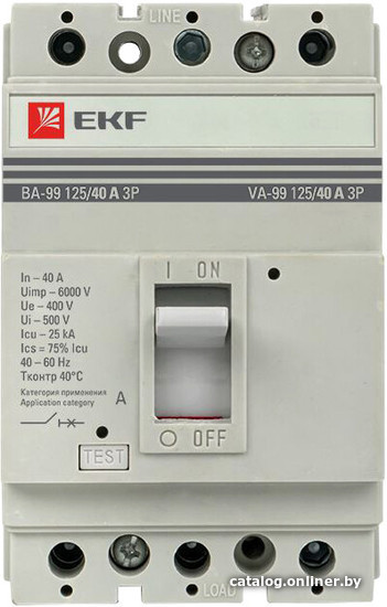 Выключатель автоматический EKF PROxima ВА-99 12540А 3P 25кА mccb99-125-40