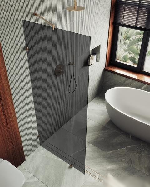 Душевая стенка MaybahGlass 79x195 MGD-274-2 (графитовое стекло/бронза)