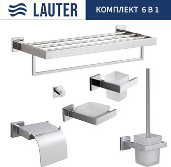 Набор аксессуаров для ванной Lauter 21SH71061+21SH71051+21SH71101+21SH71091+21SH71151+21SH71111 (Chrome, 6 предметов)