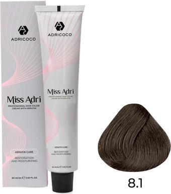 Крем-краска Adricoco Miss Adri 8.1 (100мл, светлый блонд пепельный)