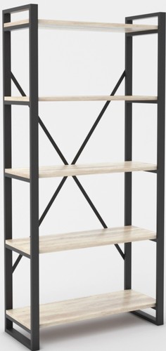 Стеллаж Hype Mebel Стандарт-2 80x170 (черный/древесина белая)