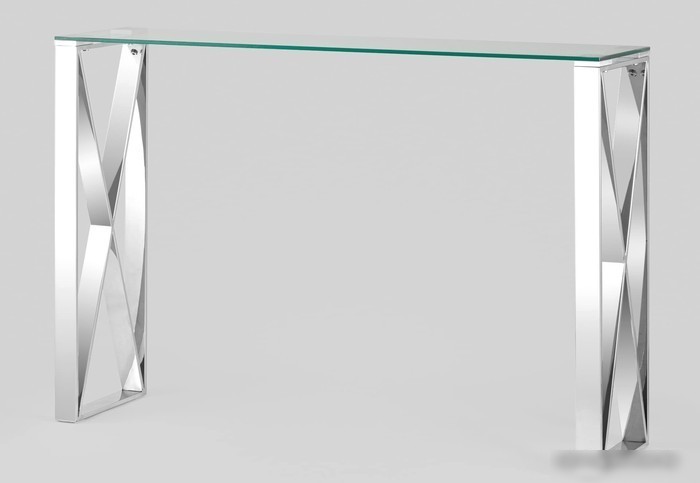 Консольный стол Stool Group Кросс 115x30 (стекло/сталь/серебристый)
