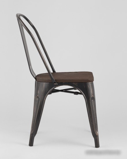 Стул Stool Group Tolix wood (черный патина золото)