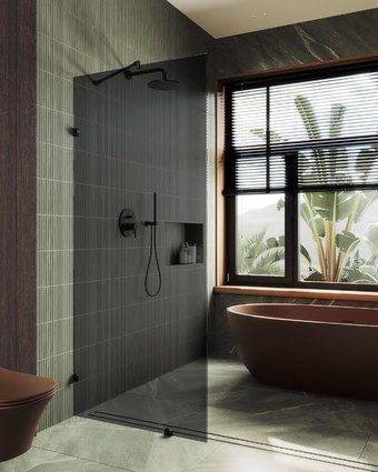 Душевая стенка MaybahGlass 79x195 MGD-274-6 (графитовое стекло/черный)