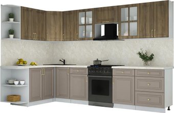 Готовая кухня Интерлиния Мила Шато 1.7x3.2 LV (дуб вотан/луна/опал светлый)