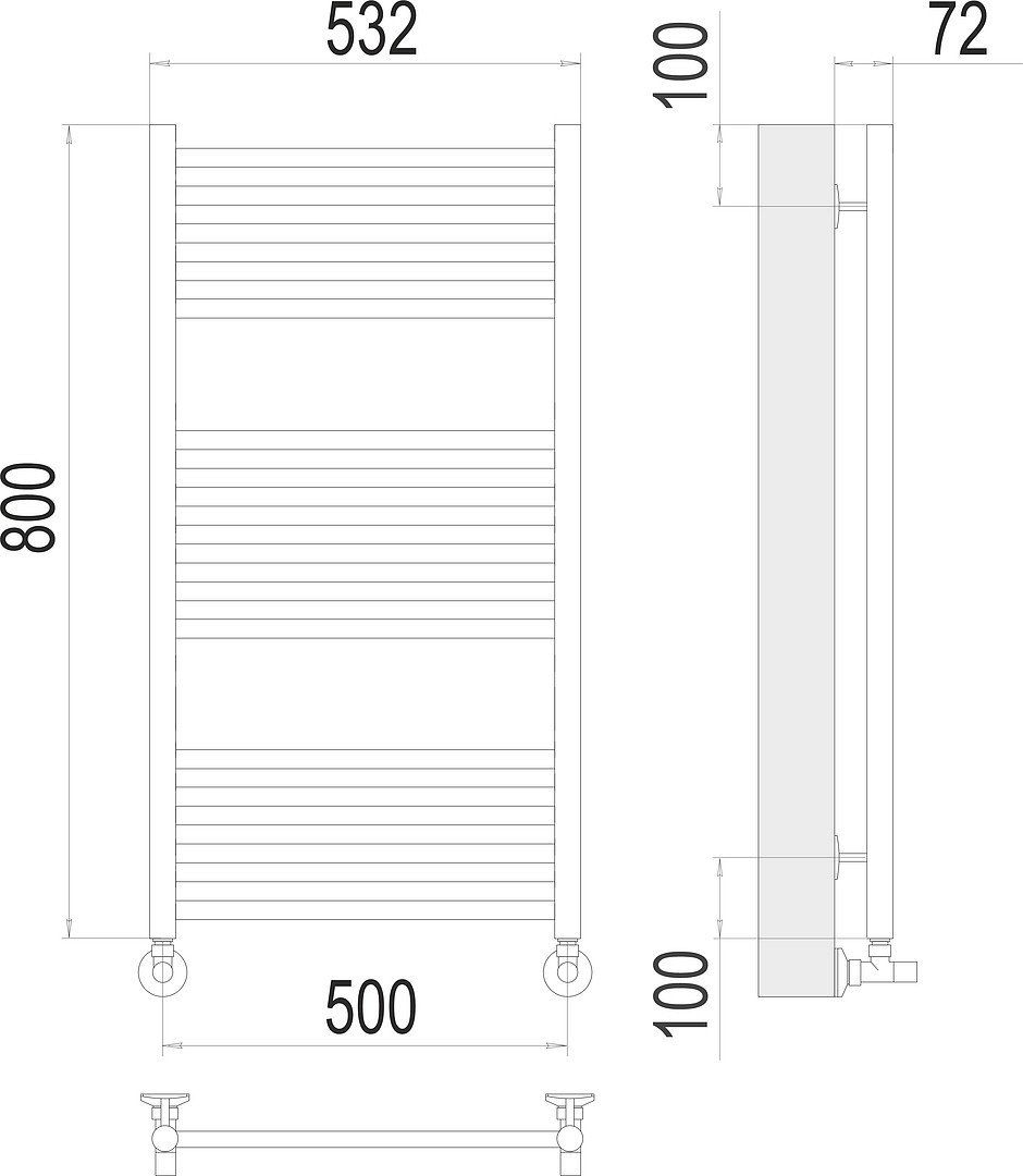 Полотенцесушитель TERMINUS Аврора П16 500х800 нп (RAL 9005)