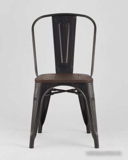 Стул Stool Group Tolix wood (черный патина золото)