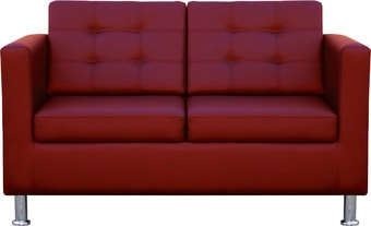 Диван Brioli Дилли клетка двухместный (экокожа, L16 вишневый)