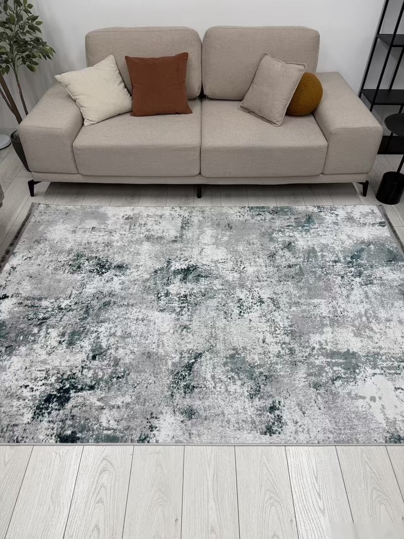 Ковер для жилой комнаты Radjab Carpet Амаль Прямоугольник 0901A (1.5x2.5, Grey/D.Green)