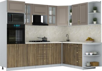 Готовая кухня Интерлиния Мила Шато 1.88x2.6 ВТ PR (луна/дуб вотан/опал светлый)