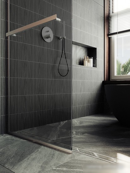 Душевая стенка MaybahGlass 195x79 MGD-729-5у (графитовое стекло/хром матовый)