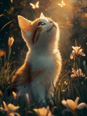 Алмазная мозаика Феникс+ Котенок и бабочки 71372