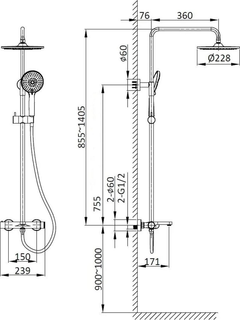 Душевая система Vincea Rondo VSFS-1R1BG